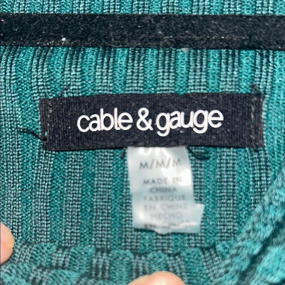 Cable & Gauge Womens y2k Teal Ribbed Knit Top With Button Cuffs size Medium - Picture 2 of 6